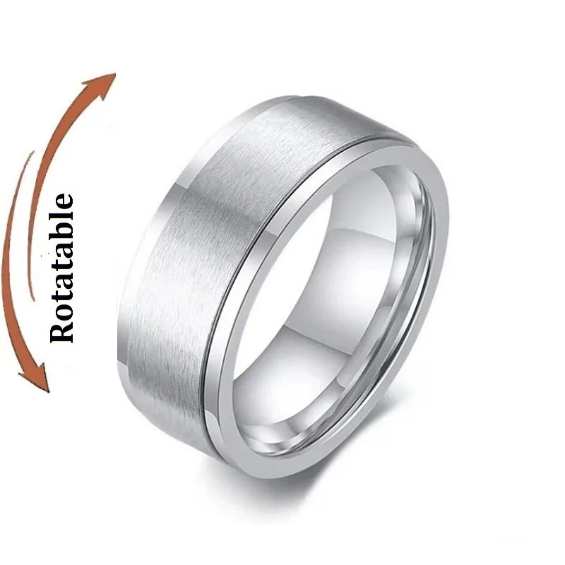 Anti Stress Angst Fidget Spinner Paar Ringe Für Liebhaber Rotierenden Edelstahl Hochzeit Band Knuckle Ringe Schmuck Anillo