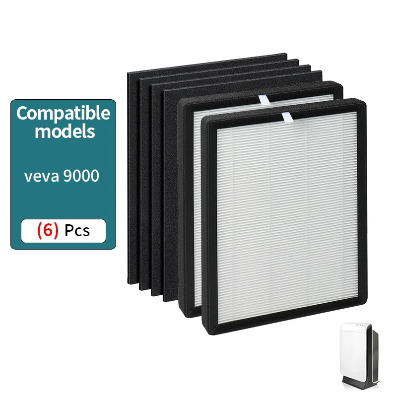 ProHEPA 9000 True HEPA Filters Replacement Compatible with VEVA ProHEPA 9000 Air Cleaner Purifier, 2 HEPA Filters+4 Pre-Filters