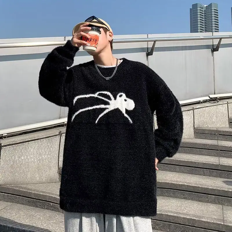 

Мужской тонкий осенне-зимний свитер, свободный корейский повседневный японский трикотаж, зимняя верхняя одежда, модный ленивый сле