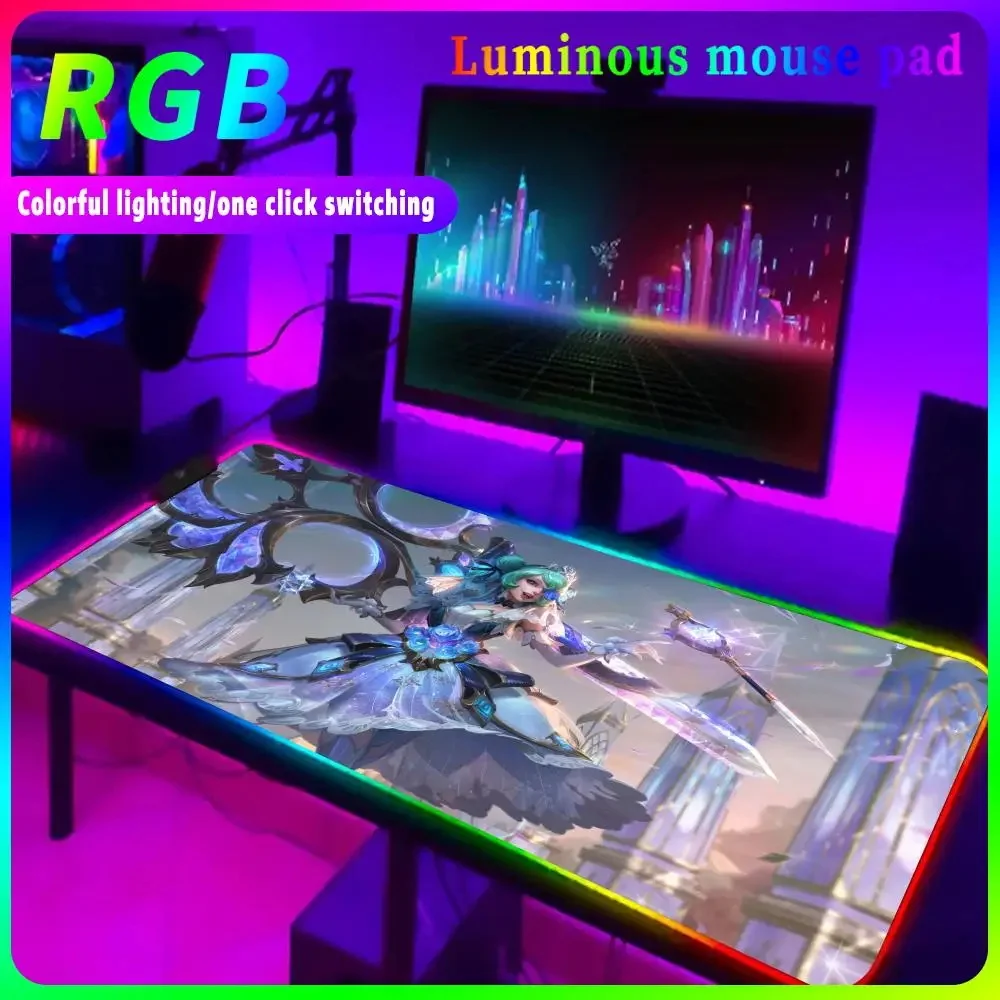 

L_league of L_legends RGB Gaming Mouse Pad Large Cool Mause Pad Mousepad Rubber No-slip LED Mouse Mat Gamer Keyboard Desk Carpet