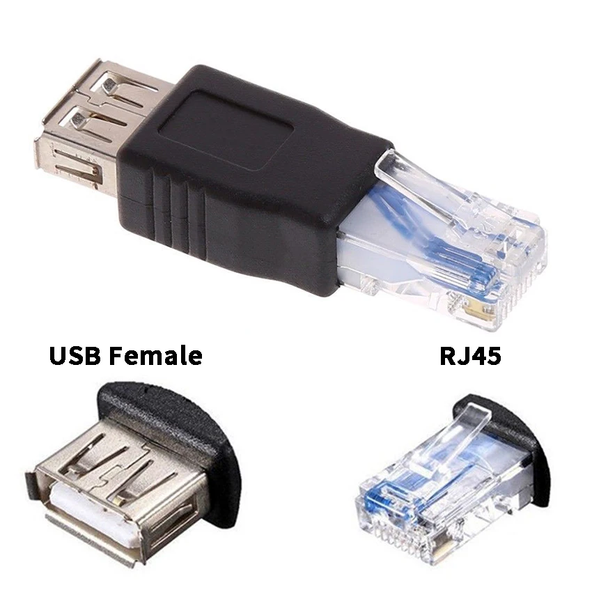 

1pc USB Female To RJ45 Crystal Male Ethernet Network Telephone Line Phone Connector Adapter Communication Fax Machine