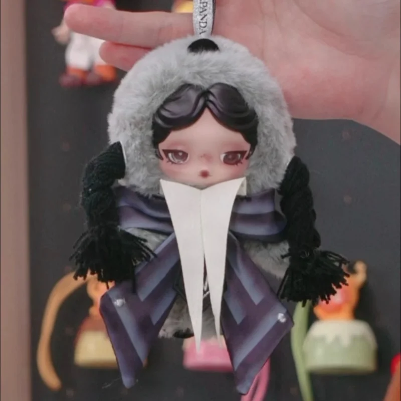 Oryginalna figurka Popmart Skullpanda Wednesday, winylowa pluszowa lalka, modny brelok, urocza figurka, ozdoba na biurko, prezent, gadżet anime.