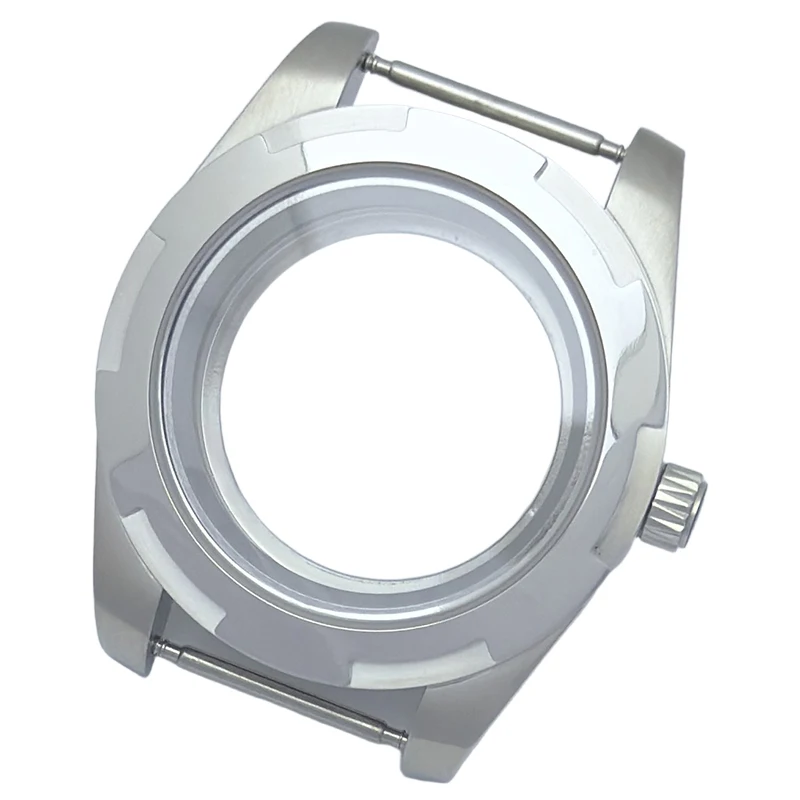 NOOKIDA 41mm Sapphire Glass Silver Case With Strap Screw-in Crown Fit 28.5-29mm Dial Fit NH35/NH36 Automatic Movement Waterproof