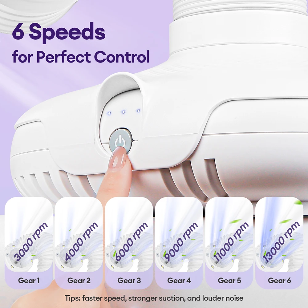 130W Super Suction Brushless Nail Dust Extractor Powerful Nail Dust Collector Nail Art Manicure Fan Vacuum Cleaner With 2 Filter