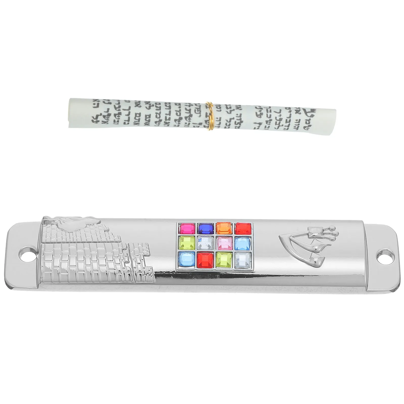 1Set Zinc Alloy Mezuzah with Scroll for Door Traditional Jewish Blessing Metal Case Hebrew Script Small Mezuzah Decor Front Door