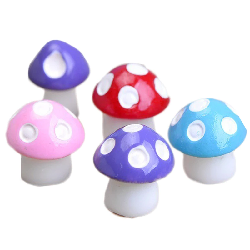 10PCS Fairy Garden Miniatures Mini Mushroom Garden Decoration Resin Mushroom Craft Miniature Fairy Figurines Manualidades