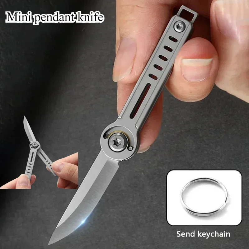 Neues Mini-Klappmesser mit Edelstahlklinge, Schlüsselanhänger-Anhänger, tragbares Outdoor-Reise-Camping-Schneidewerkzeug