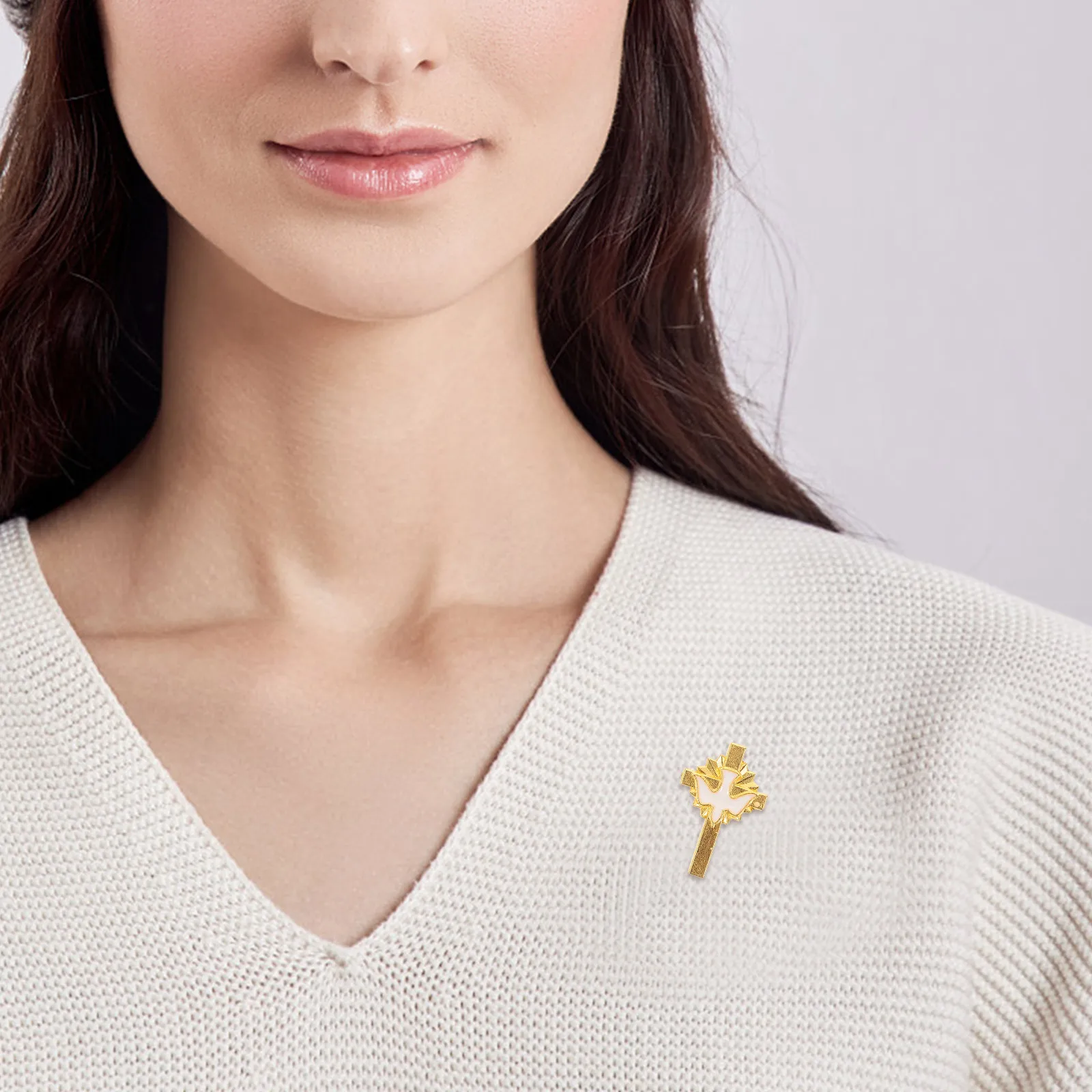

12pcs Dove Cross Brooch Pins Enamel Alloy Lapel Brooches For Funeral Clothes Bags Hat Religious Peace Accessories Inspirational