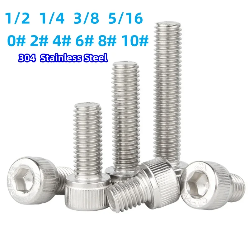 1/2 1/4 3/8 5/16  0# 2#4#6#8#10#  304 Stainless Steel US  Coarse Thread System Hexagon Socket Screw