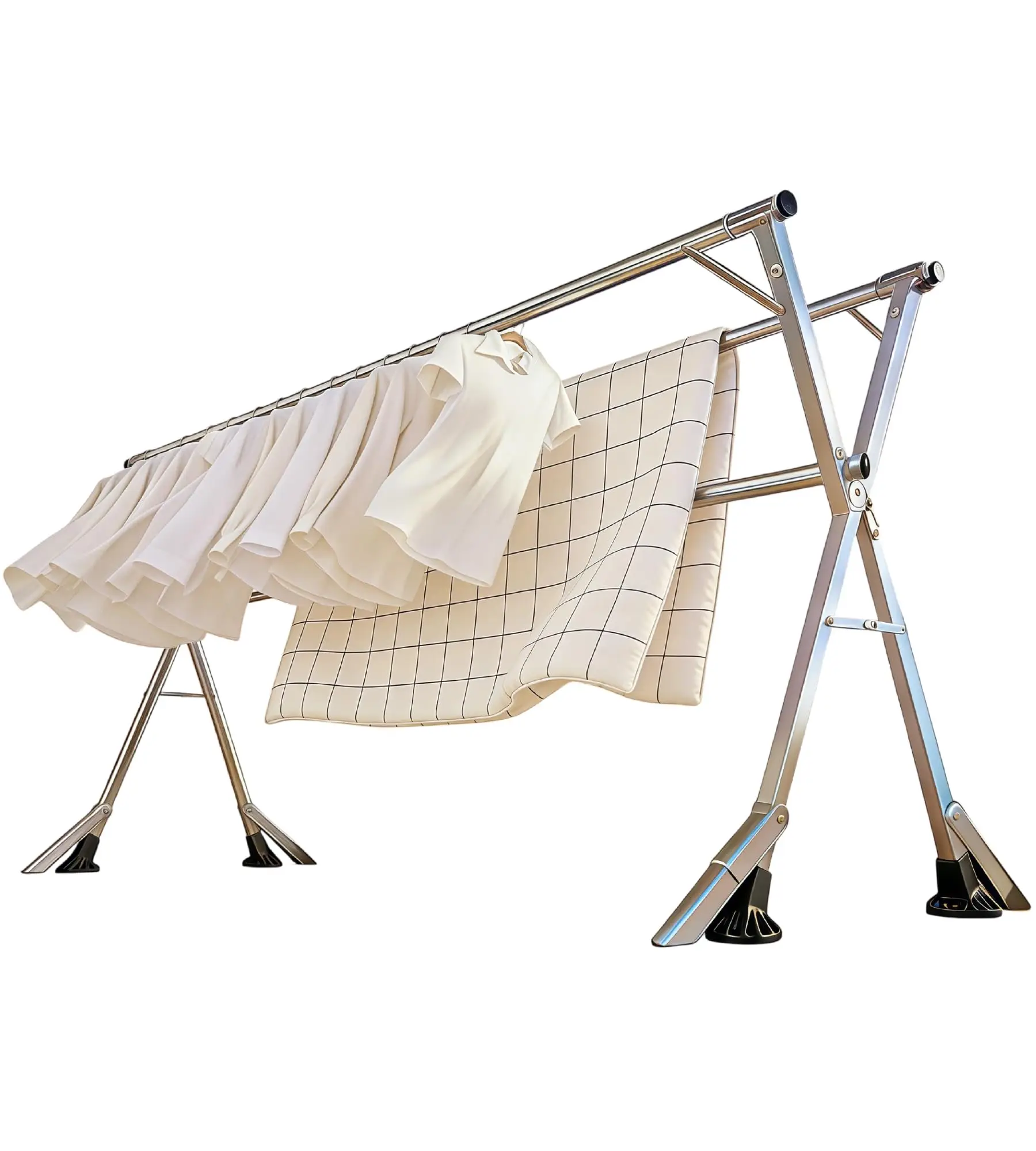

Heavy Duty Stainless Steel Folding Drying Rack 95 Inches Indoor Outdoor Laundry Rack With 20 Hooks 12 Clips