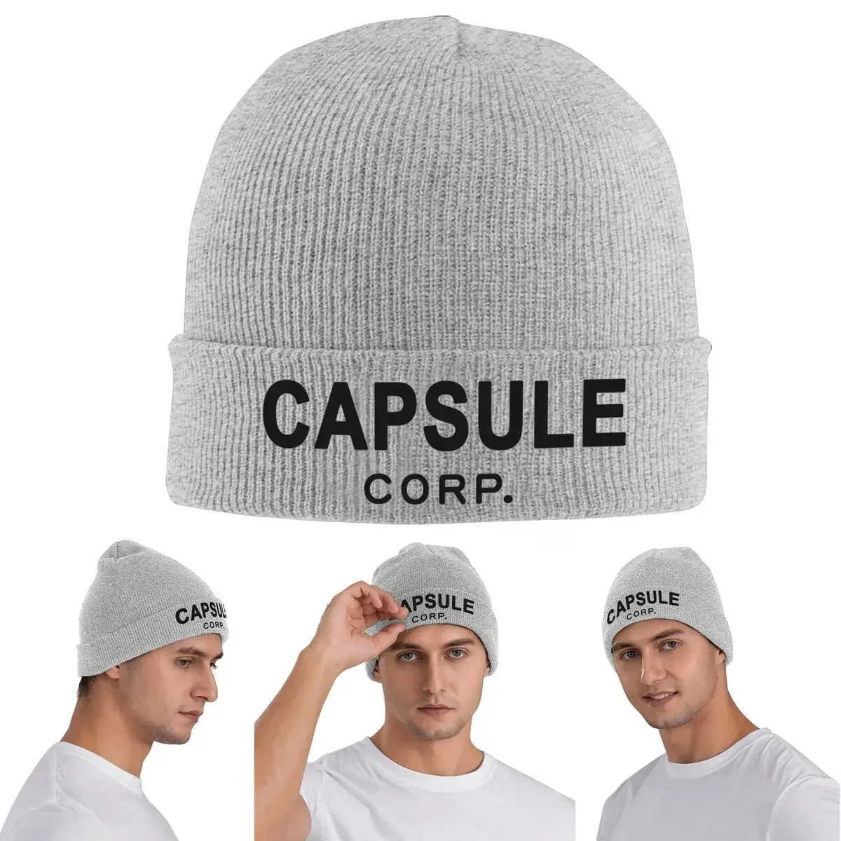 Gorro de punto cálido con logotipo de Capsule Corp Corporation, gorro de invierno, gorros Skullies, gorros de Hip Hop para unisex