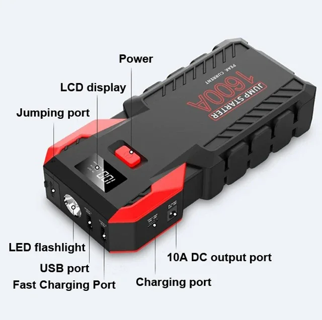 12V 22000mAh Power Bank Vehicle Booster Starting Device 2000A Jump Start Gasoline Diesel Engine Car Battery Jump Starter 4 in 1