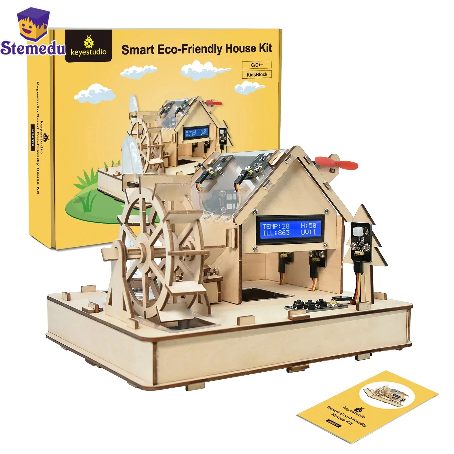 Keyestudio Smart House Kit For Arduino With Water Wheel System C/C++ and KidsBlock Programming For Arduino DIY Starter Kit