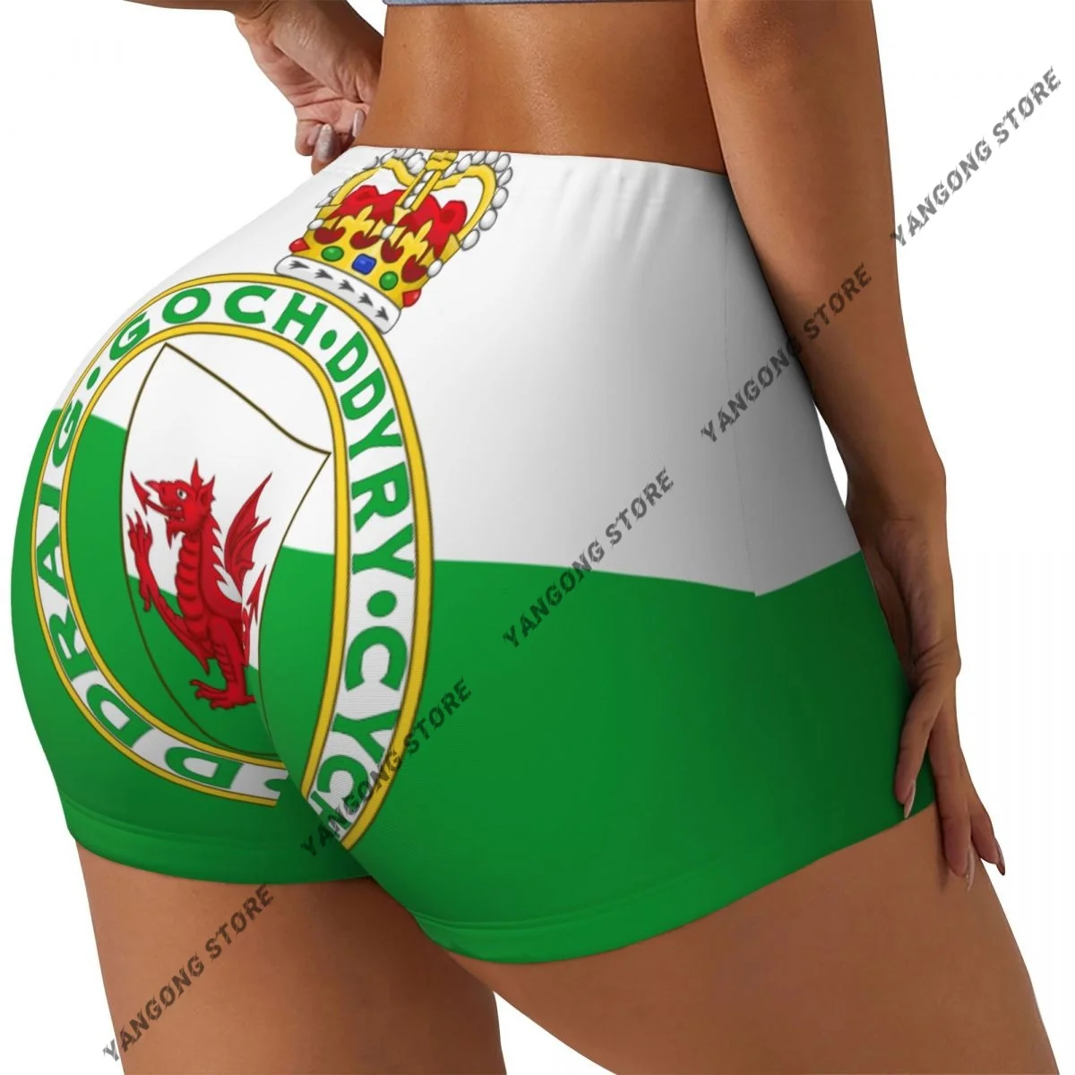 Frauen Yoga Shorts Flagge Von Wales Workout Shorts Fitness schnell trocknend Damen Yoga Gym Laufen Kurze Hosen Sportswear