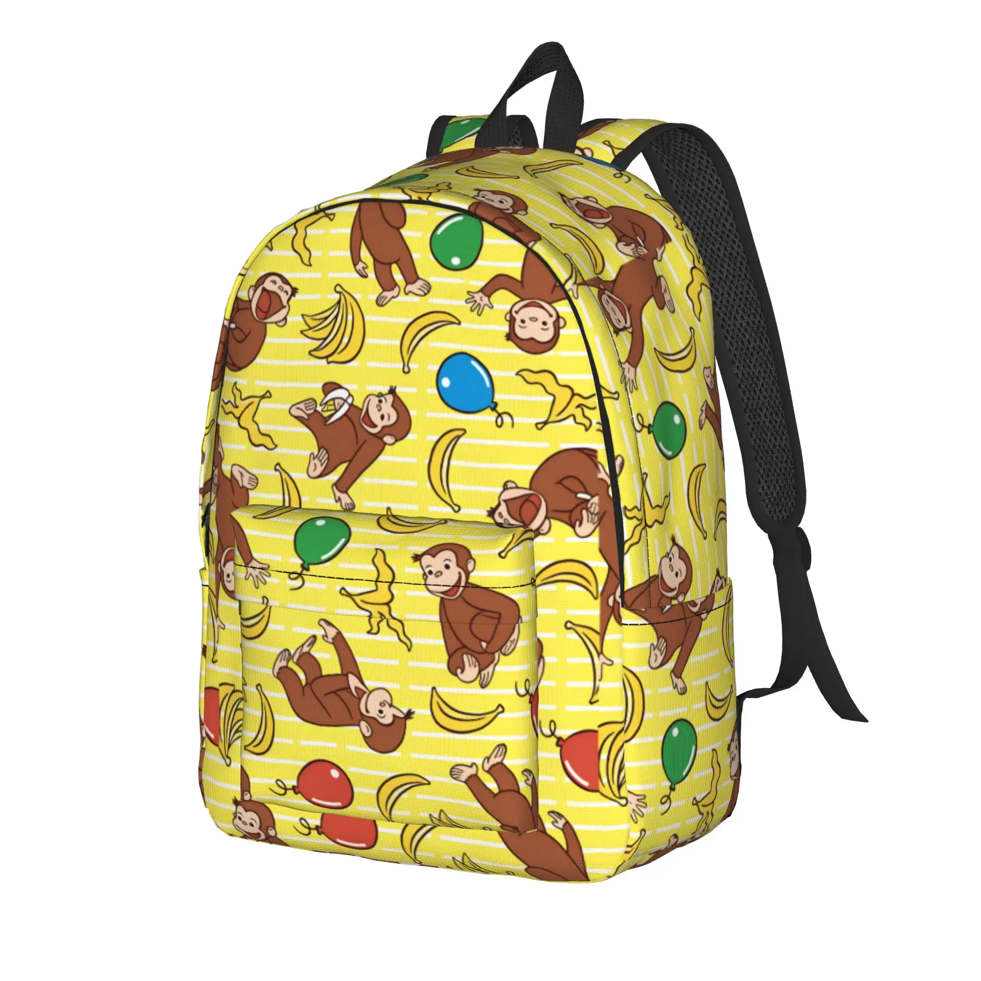 Curious George Collage Backpack  Male Polyester Cycling Backpacks Durable Elegant School Bags Rucksack