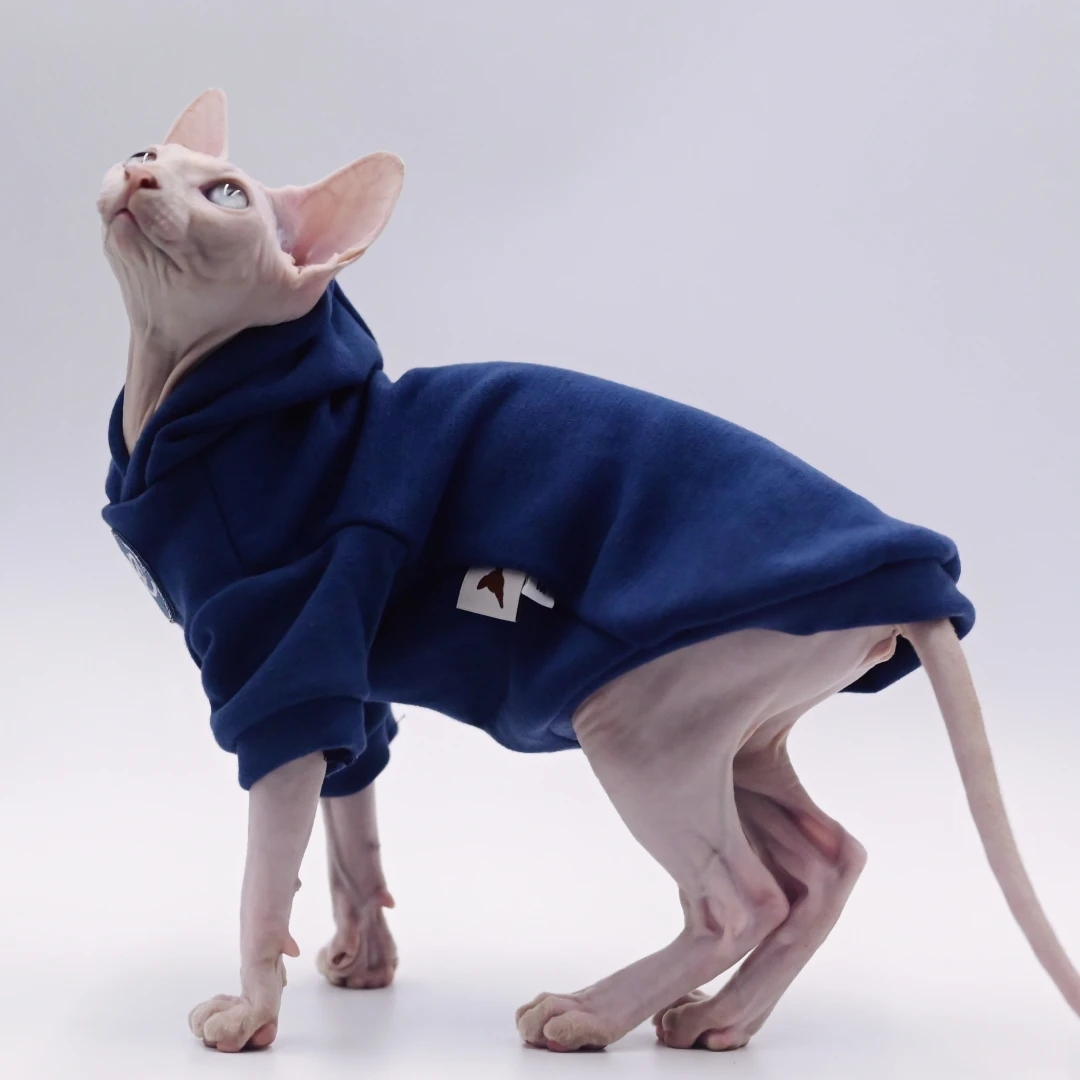 Sphynx Cat Clothes Thick Warm Fleece Winter Hairless Cat Clothes for Devon Rex, Cornish and Small Cats