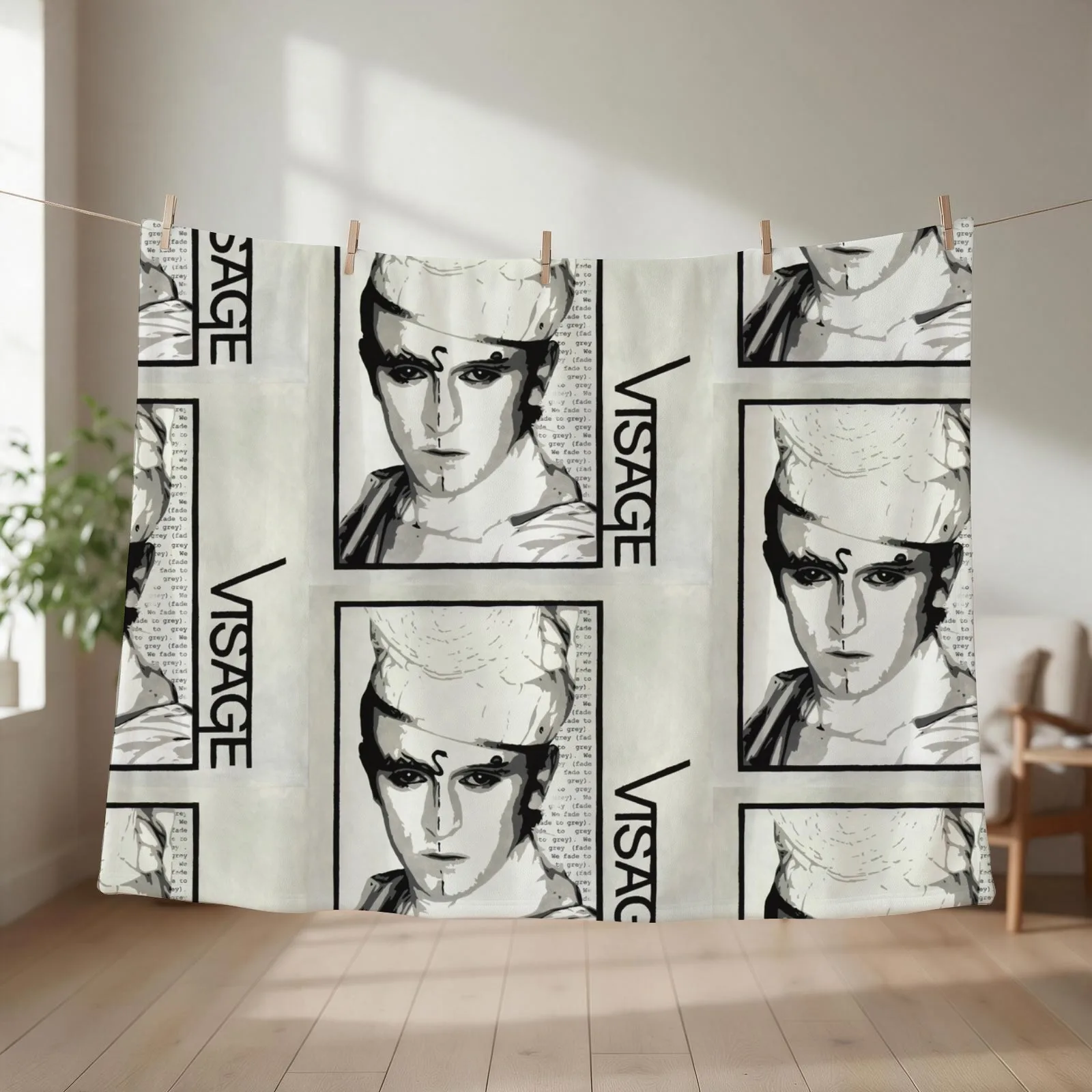Visage (Steve Strange) - Fade to Grey Throw Blanket couch cozy soft plush fuzzy picnic outdoor blanket