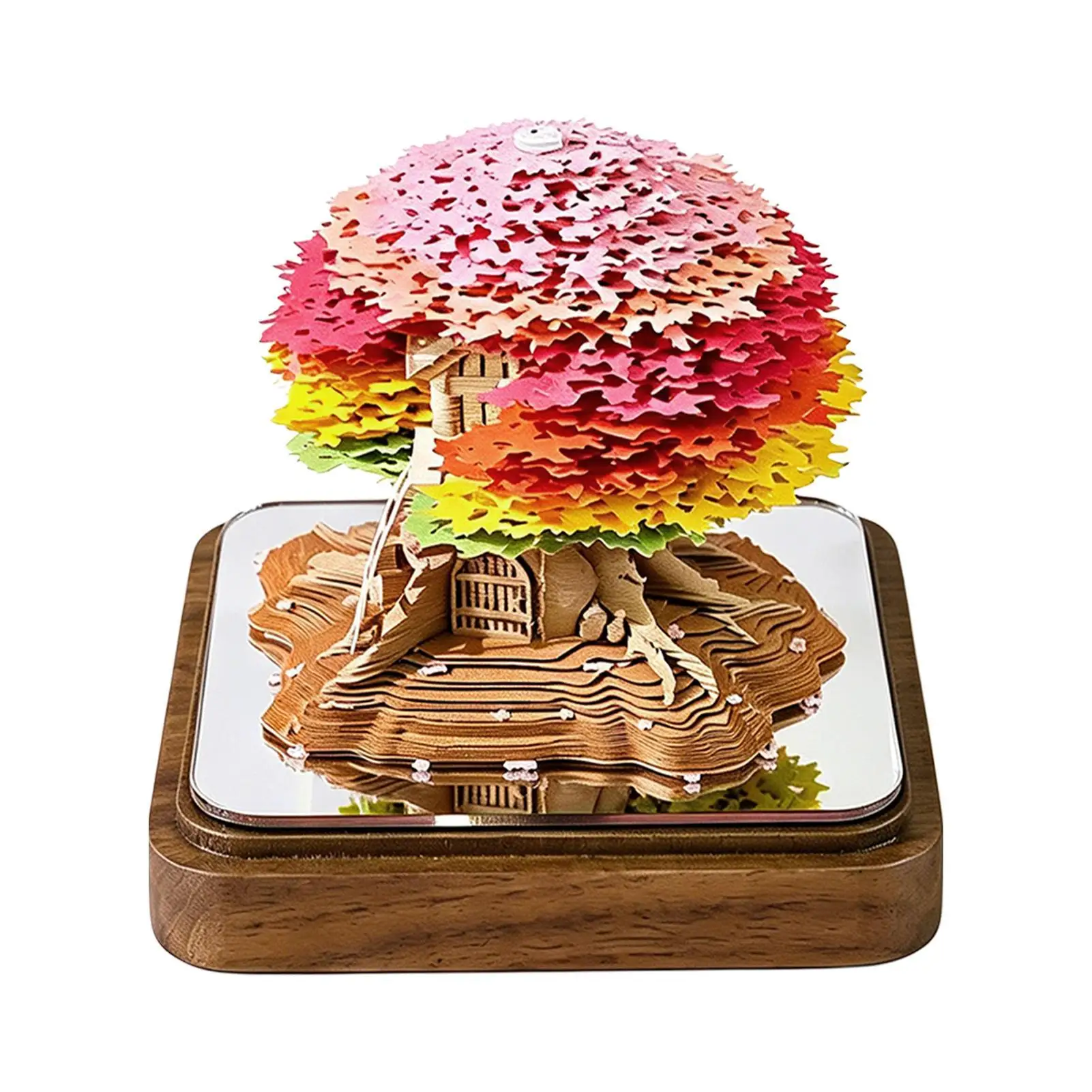 3D Tear Away Calendar Tree And House Design Art Planner Crafts With Clear Dust Cover Paper Tear Away Calendar Sculpture For