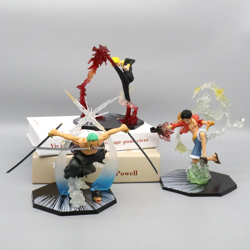 One Piece Toy Fire Fist Luffy Ace Ghost Slash Zoro Demon Wind Leg Sanji Anime Hand-made Peripheral Model Ornament