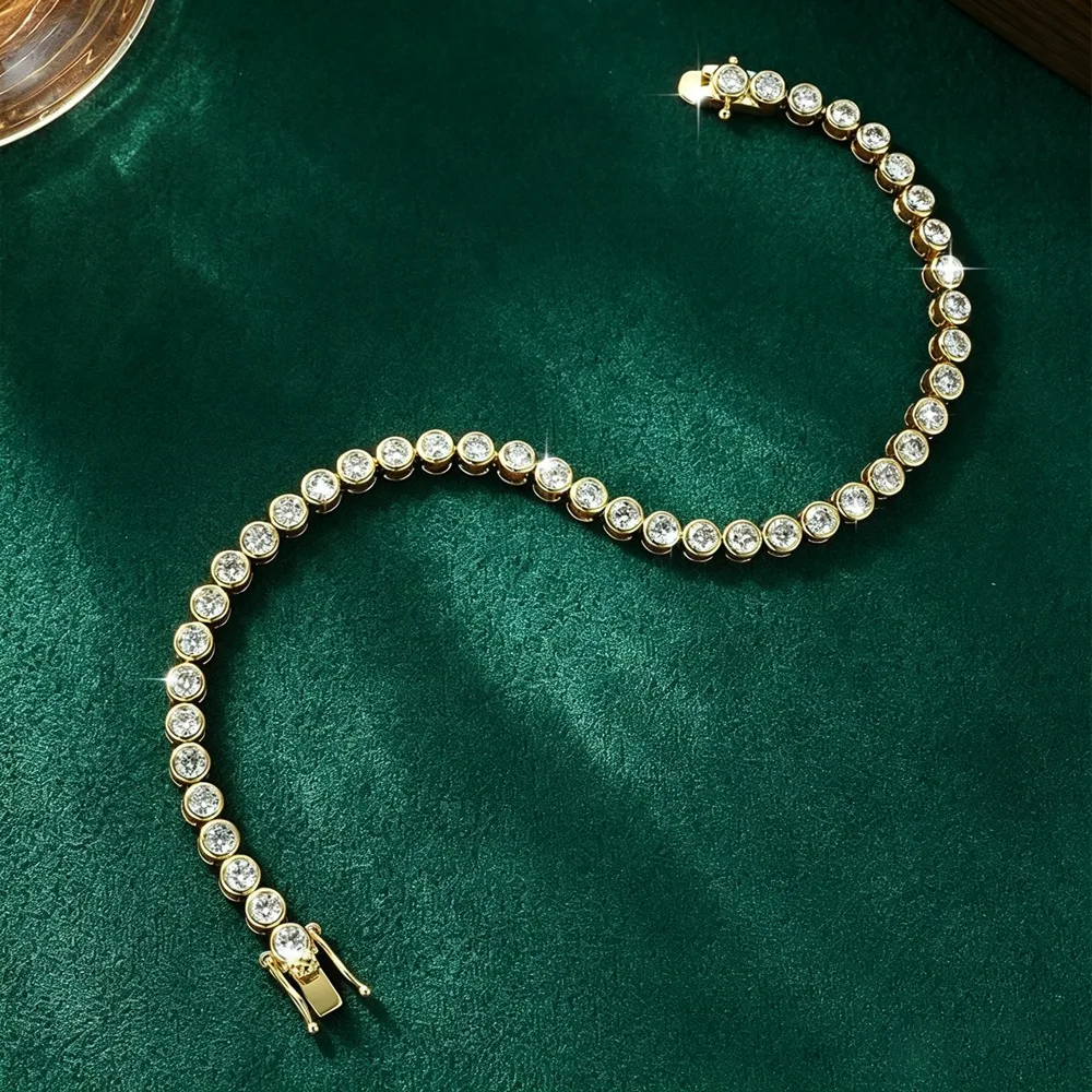 Lnngy 3MM 0,1CT Moissanit-Tennisarmband für Damen, exquisites 14K Gold gefülltes rundes Bubble-Lab-Diamant-Armband, Schmuck – Detail 4