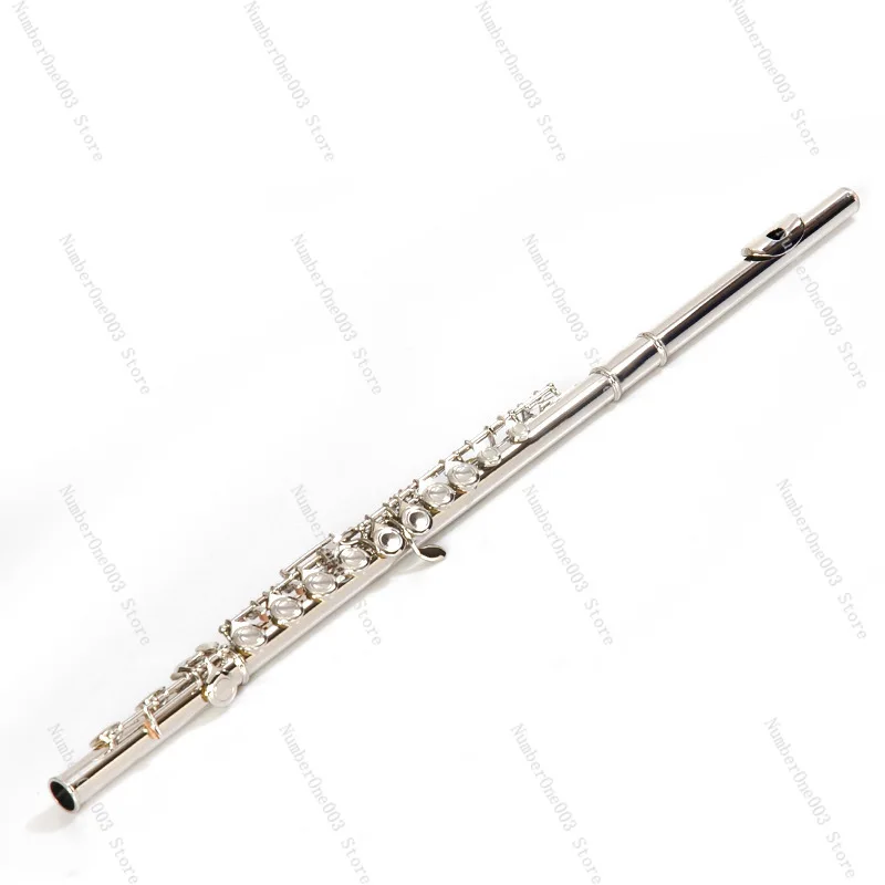 

Flute 16-Hole E Key C Tune Nickel-Plated Silver Instrument for Students Beginners Grading Professional Performance
