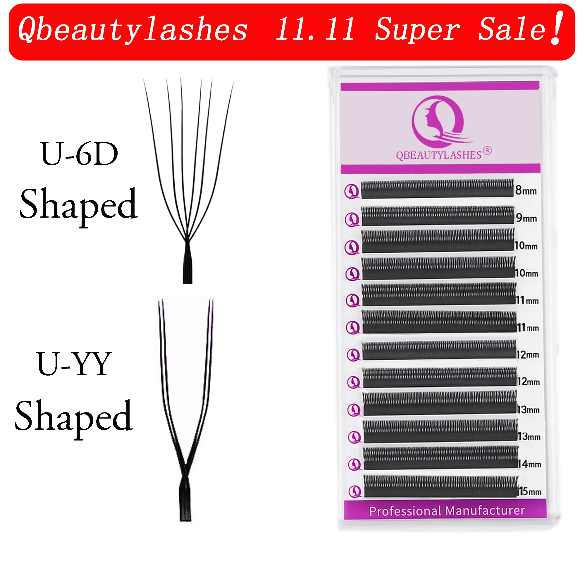 

Qbeautylashes 2D 6D 3D W U Shape eyelashes extension yy fake lash soft nature premade volume fan makeup wholesalers suppliers