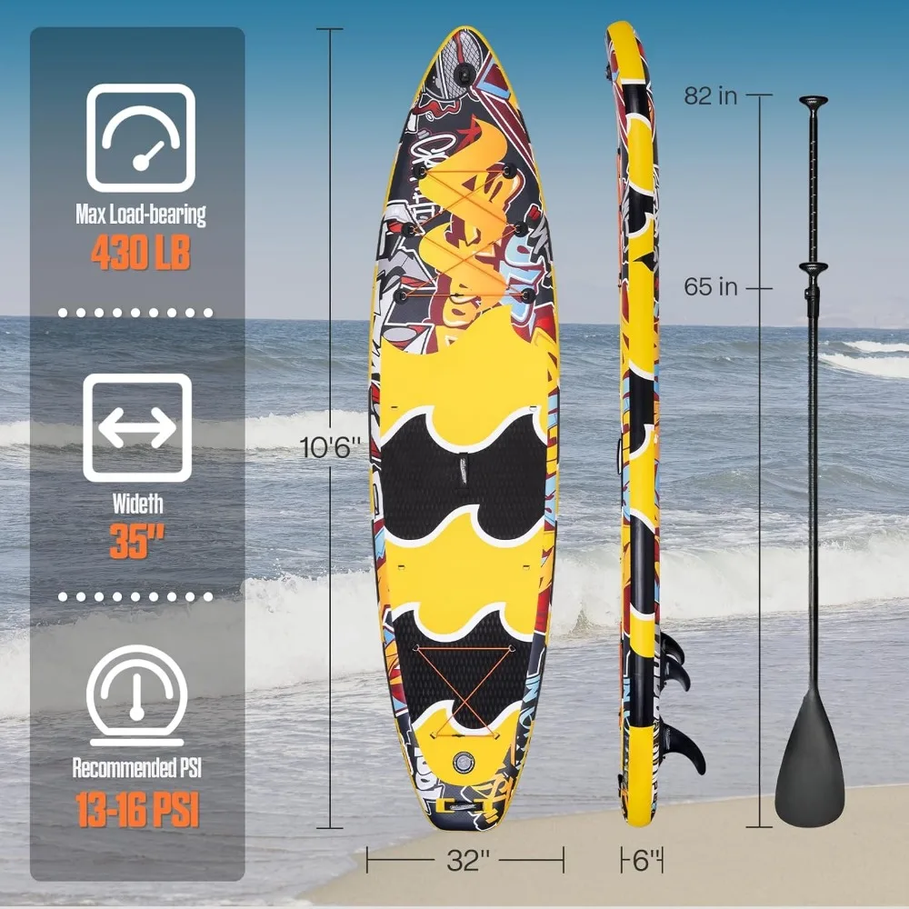 Inflatable stand-up paddle board, super stable all-round support board with paddle board accessories, camera mount