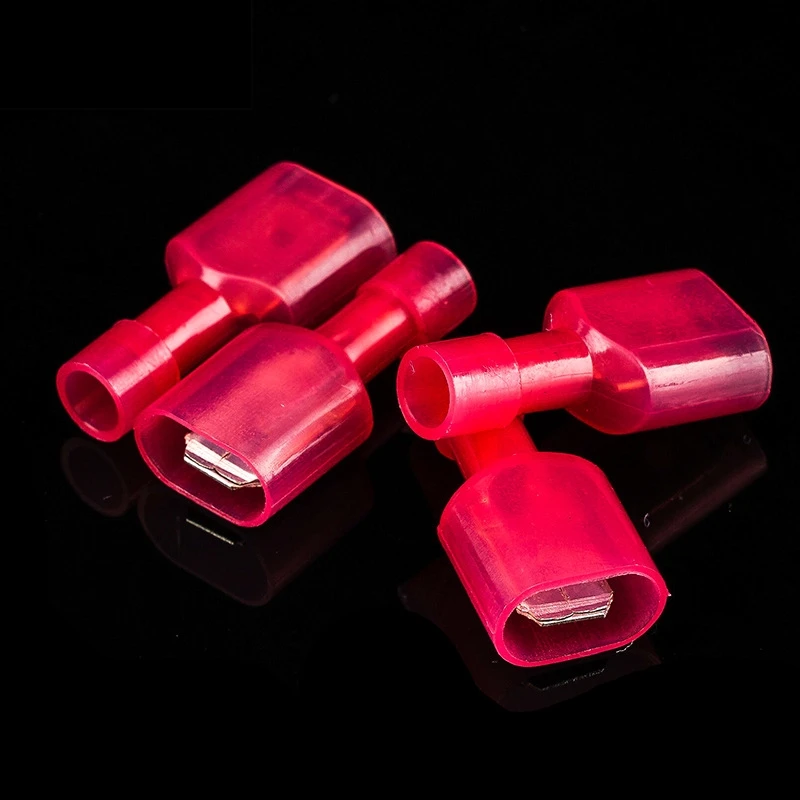 20 PCS FDFN1.25-250 Nylon Insulated Tab Terminals - 22-16AWG Quick-Disconnect Kit for Automotive Lighting Repair (M/F Pair)