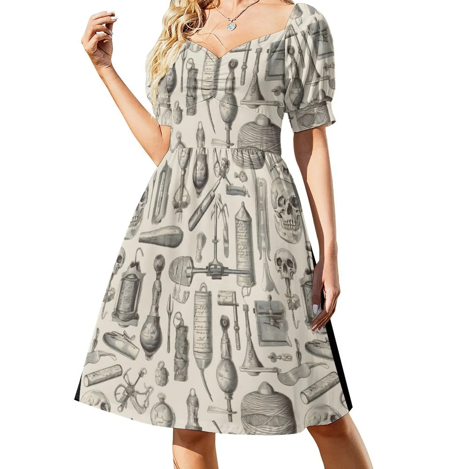 עתיק אנטומיה: ציוד רפואי ויקטוריה שמלת שרוולים קצרים שמלת כלה שמלות קיץ לאירועים רשמיים שמלה