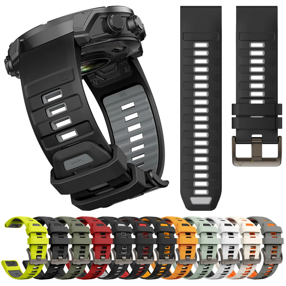 QuickFit 22 mm 26 mm Silikonarmband für Garmin Fenix 8 E/7X 7 Pro/6X 6/5X 5/Epix/Forerunner 965 955 945/Instinct 2X Offizielle Bänder