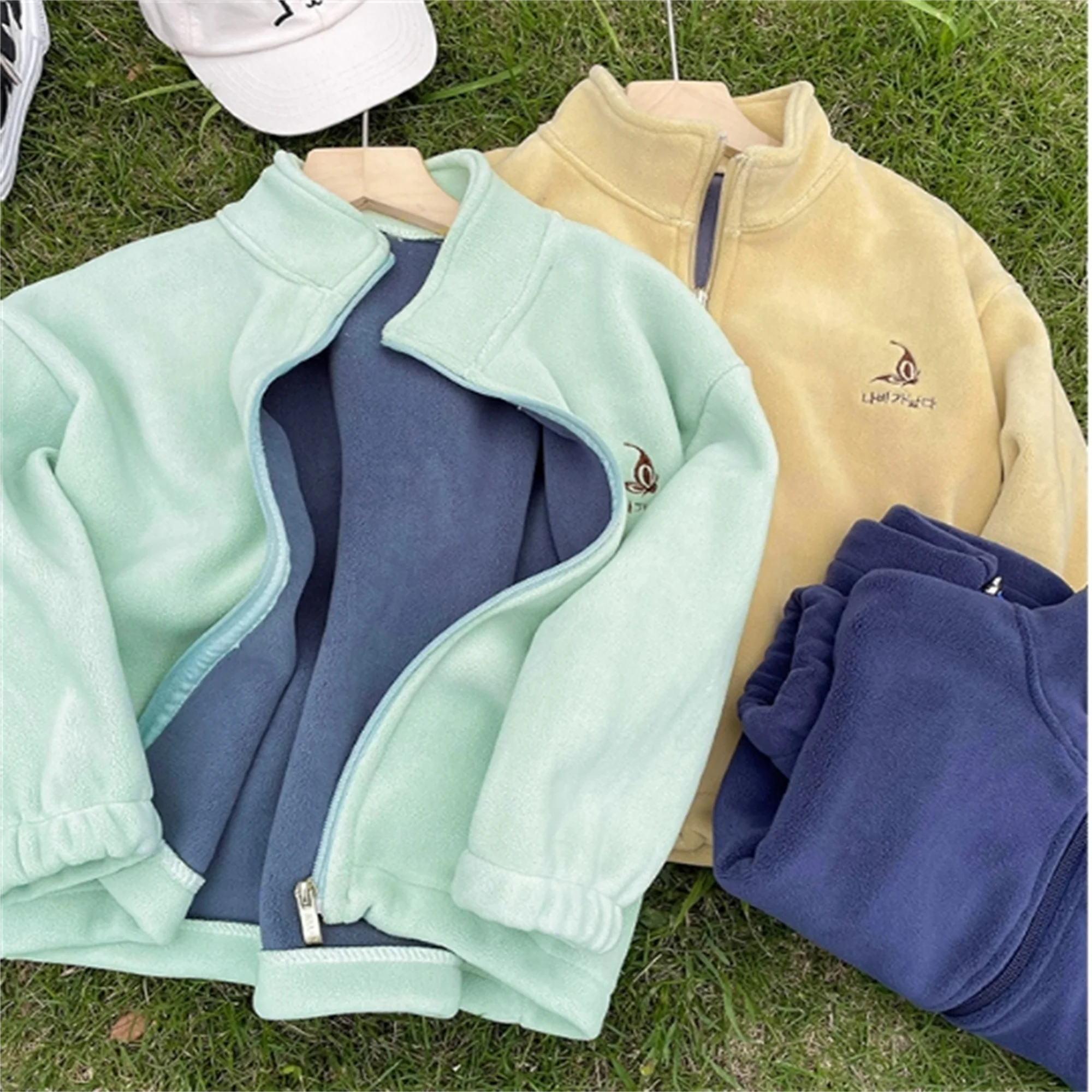 

3-14Years Needle Distance Ollie Fleece Popular Winter Children's Double-Sided Fleece Jacket For Men And Women Windproof Warmth