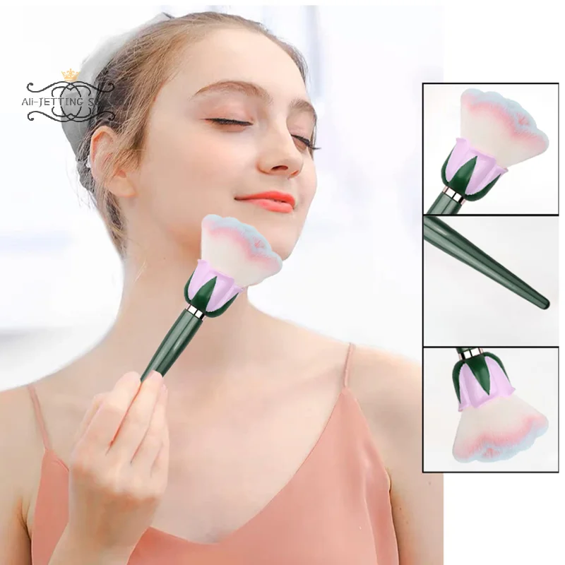 Pinceau de fond de teint professionnel en forme de Rose, brosse à poudre libre, correcteur d'ombre, outils de beauté de maquillage pour Base de visage pour femmes
