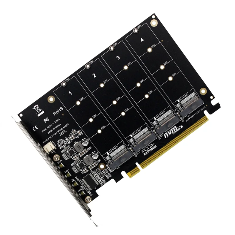 

4 порта M.2 NVMe SSD на PCIE X16M Key, жесткий диск, конвертер, Расширительная карта, скорость передачи 4X32 Гбит/с