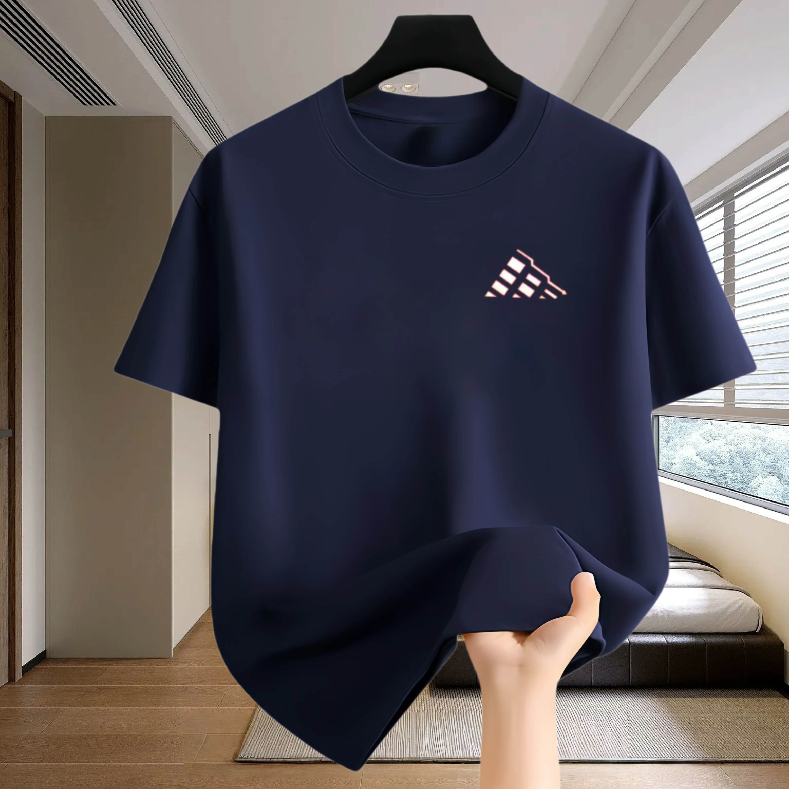 New Men‘s Running T-shirt Spring / Summer Thin Top Trend curve printing Quick Dry Short Sleeve Breathable Fitness Sports T-shirt