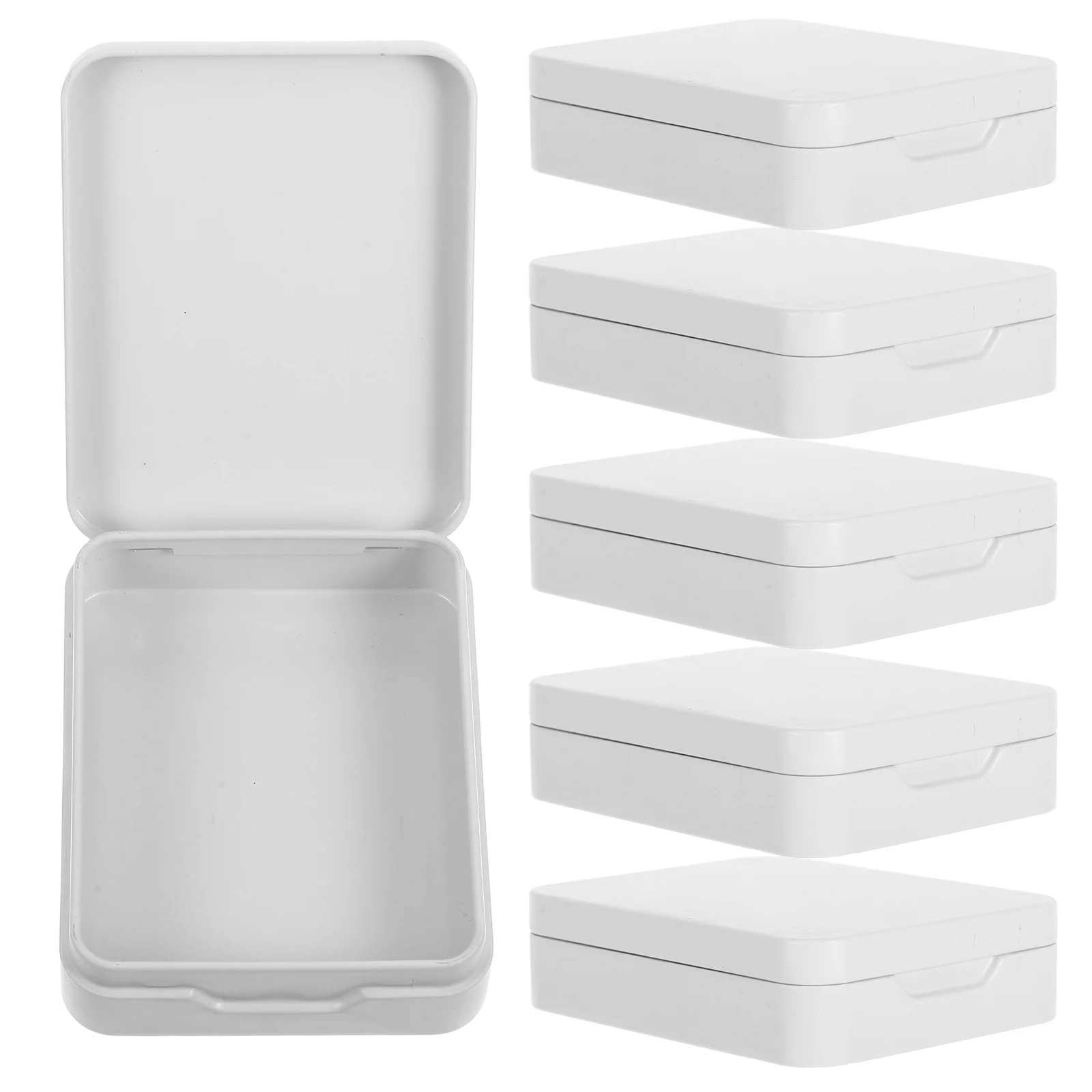

6Pcs Small Rectangular Flip Top Metal Box Portable Organizer for Jewelry Candy Pills Mints Iron Storage Case