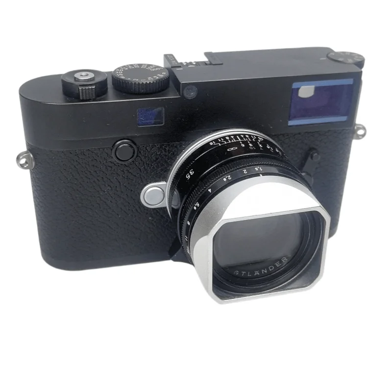‌ Metalowa kwadratowa osłona obiektywu z zatrzaskiem do VOIGTLANDER Nokton Vintage Line 35mm f1.5 ASPH Type I & II VM (mocowanie Leica M) — zdjęcie produktu 5