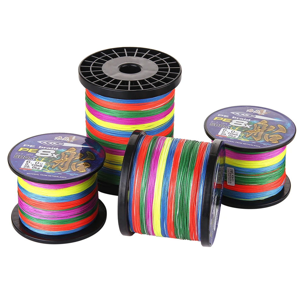 

Super round smooth multi-color 1000m 500m polyethylene braided fishing line, 8-strand braided fishing line for tuna