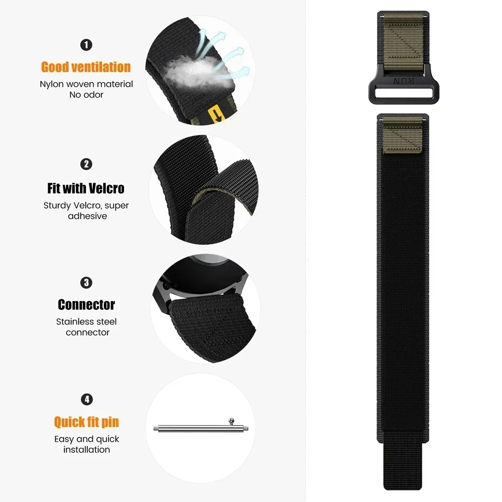 20mm 22mm Easy Fit Nylon Strap For Garmin Forerunner 165/255/265/965 band For Active/Vivoactive 4 Bracelet Venu 3 Watchband