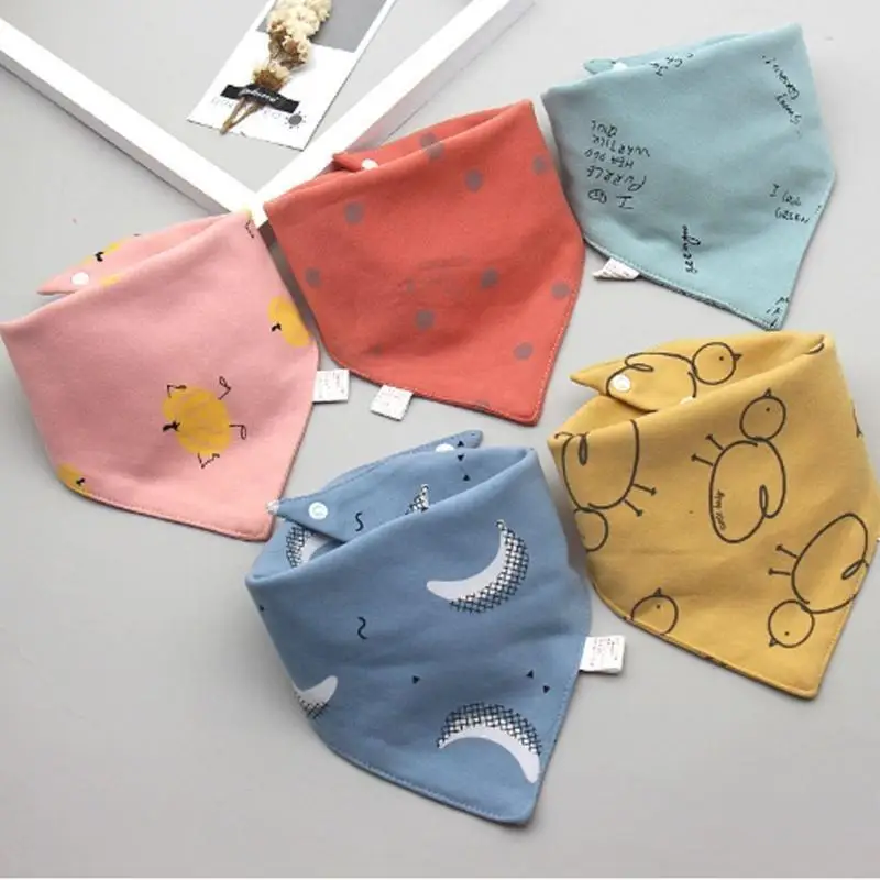 A5YC 5 Pcs 아기 수유 Drool Bibs 삼각형 스카프 용 타액 수건 두건 부드러운 면화 Bibs 조정 가능한 스냅 버튼 Burp Clo