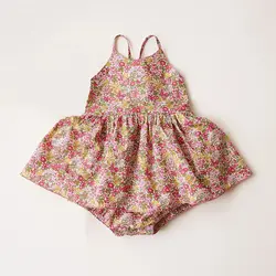 Floral Baby Girl Dress For 0-2Y Summer Backless Infant Baby Girl Playsuit Clothes