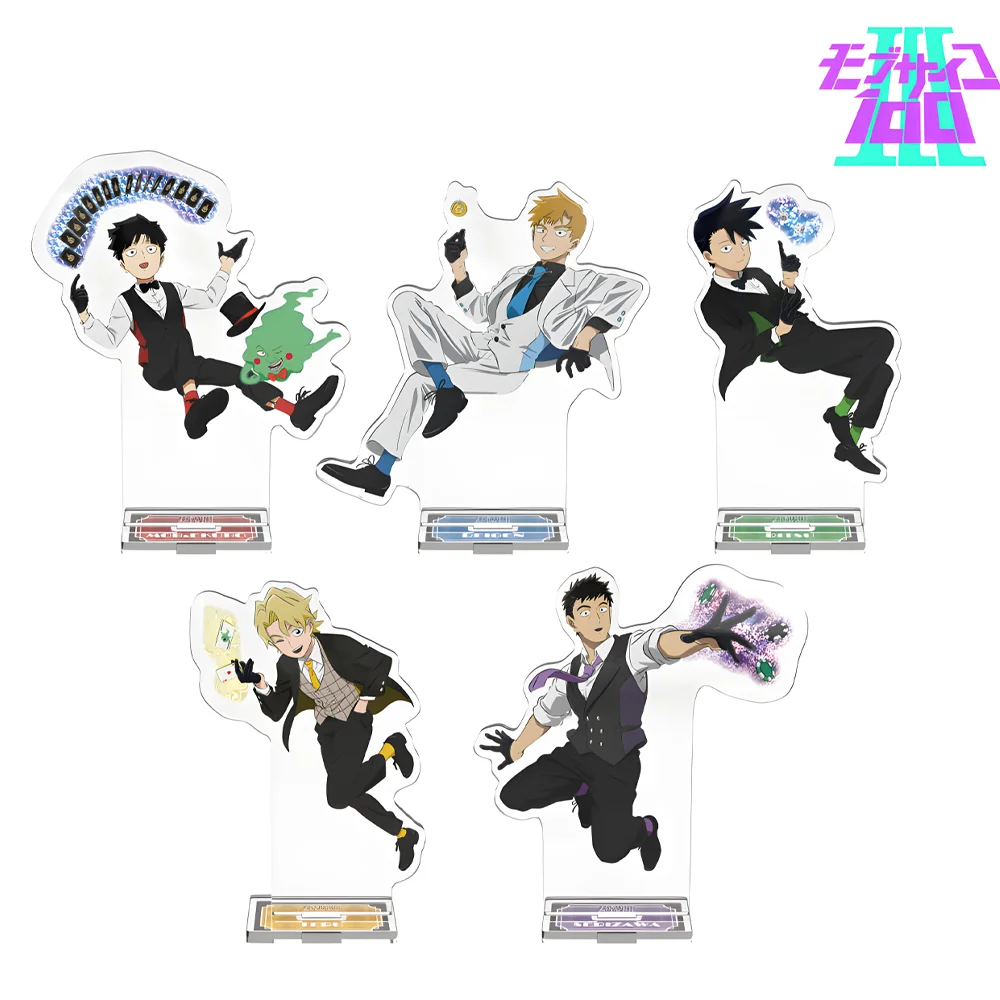15cm Acrylic Key Chain Fan Stand TV Anime 'Mob Psycho 100 III' New Illustration Table Game Collectible