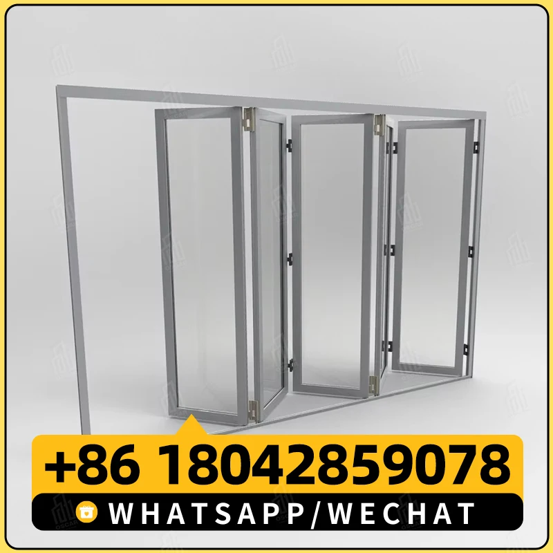 Aluminum Glass Folding Doors High Quality New Style Exterior Patio Sliding Bi Folding Steel Plastic Accordion Doors Finished