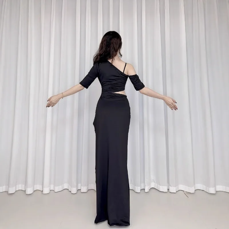 Customized Belly Dance Costume Practice Dress Retro Little Black Dress Sexy Exotic Dancewear Tops and Skirts Cheap Clothes