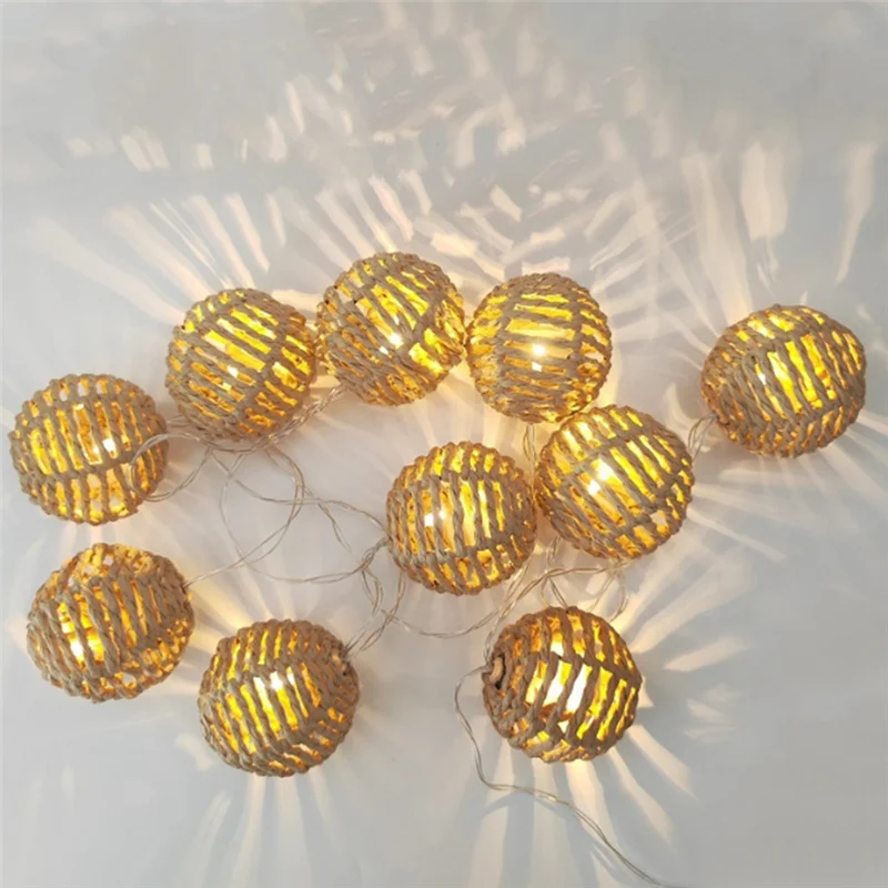 

A76K 2.5M 10LED Paper Rattan Ball Light Decoration Christmas Festival Light String Light String Pendant Braided Light String