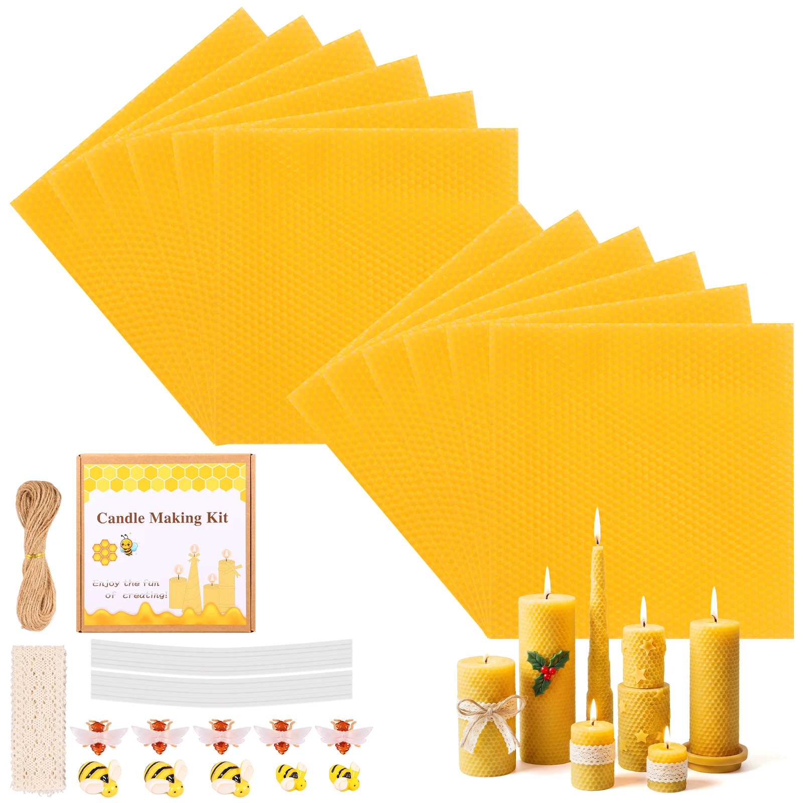Beeswax Sheet Roll - Kit de Fabricação de Velas de