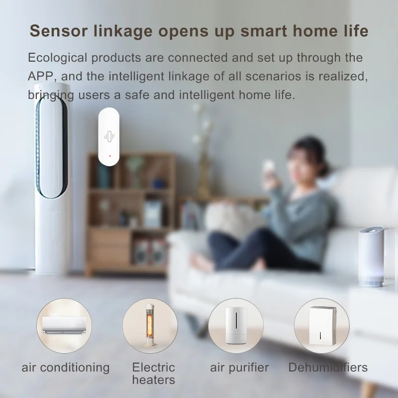 Tuya WiFi Vibration Sensor, Sensitive Detection, Smart Alerts, Smart Living From Safety, Compatible With Alexa/Google Home.