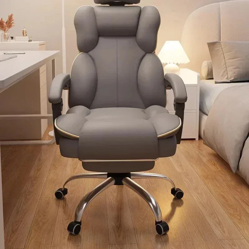 Ergonomic Office Chair Computer Swivel Bedroom Lazy Leather Comfortable White Gameing Chair Study Sillas De Oficina Furniture