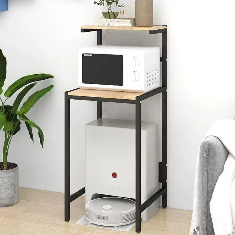 Kitchen Lower Empty Storage Shelf Multi Layer Microwave Oven Rack Household Organizer for Sweeping Mopping Robot Space Saving