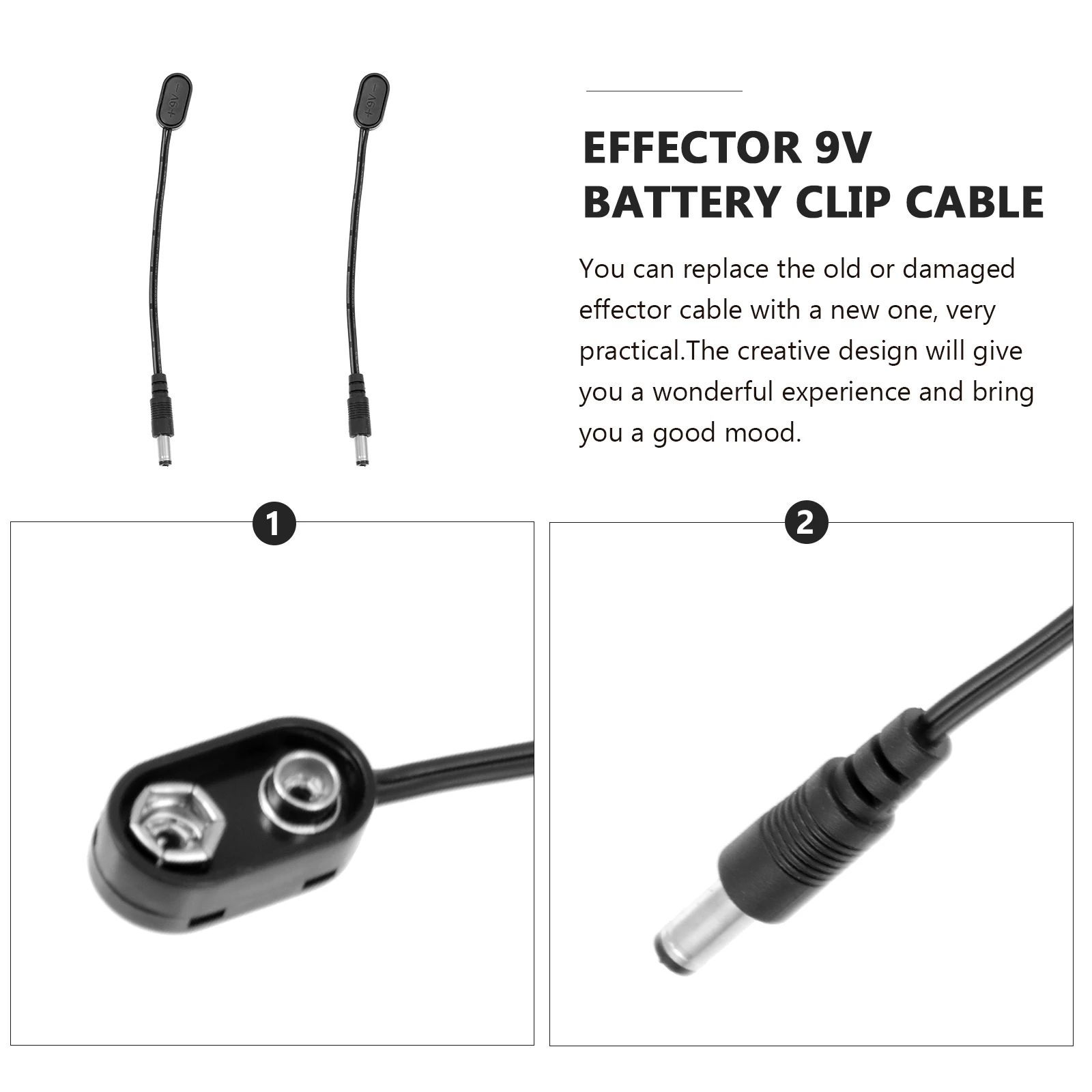 2 個エフェクタークリップケーブルアクセサリー 9V コンバーター楽器用耐久性のある軽量ケーブルステージ用