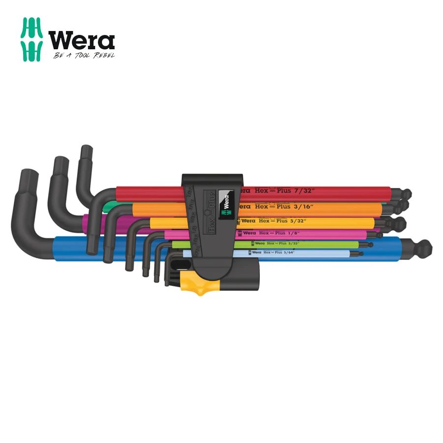 

WERA 05022640001 9 Pieces Hex-Plus Multicolour Imperial 2 L-key Set Ball-Hex L-Key Allen Wrench for Hexagonal Socket Screws